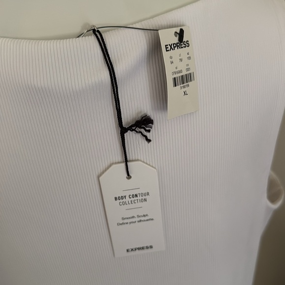 Express White V-Wire Bodycon Mini Ruffle Dress XL NWT Cocktail Party Elegant - Picture 9 of 12